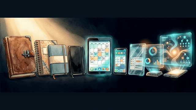 Nine ADHD planners ranked from paper to digital to AI, showing the evolution of planning tools
