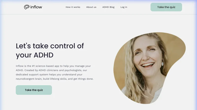 Inflow App homepage with mobile interface
