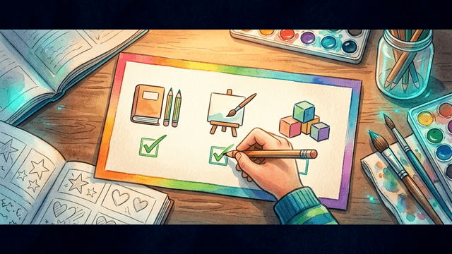 A student using a visual checklist card to independently start a classroom task